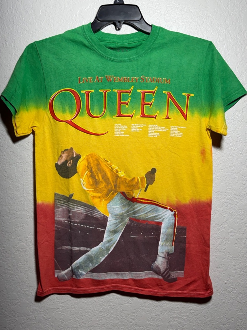 Queen Live At Wembley Colorblock Graphic Tee - Green/Yellow/Red